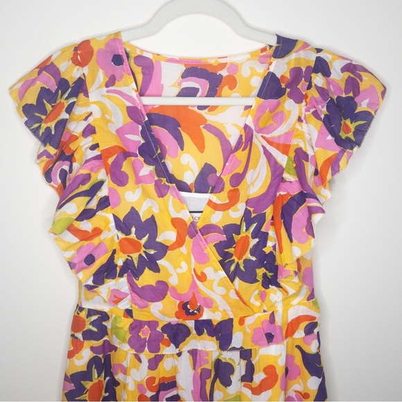 J. Crew Collection Ruffle-Sleeve Midi Dress in Curly Floral Pattern - Picture 5 of 14